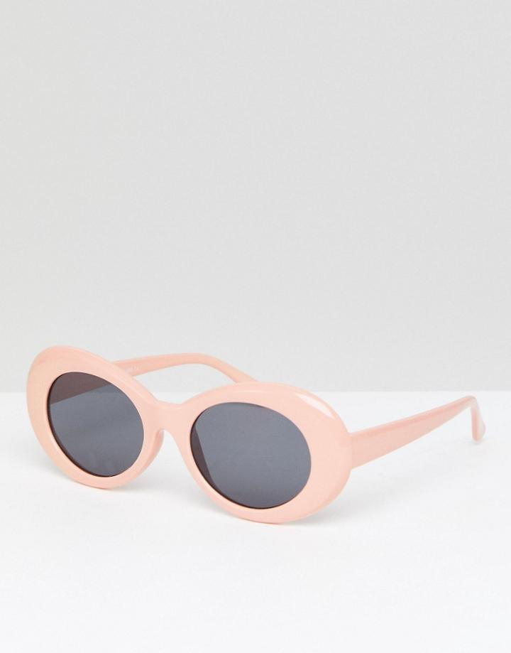 7x Oval Frame Chunky Sunglasses - Beige