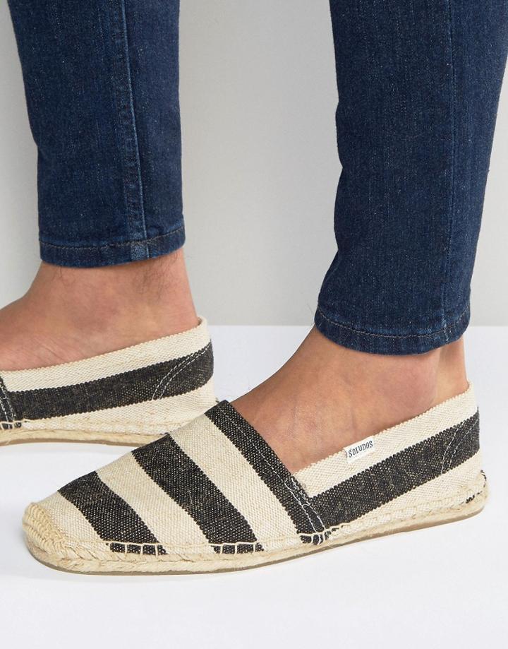 Soludos Origional Linen Heneley Stripe Espadrilles - Black