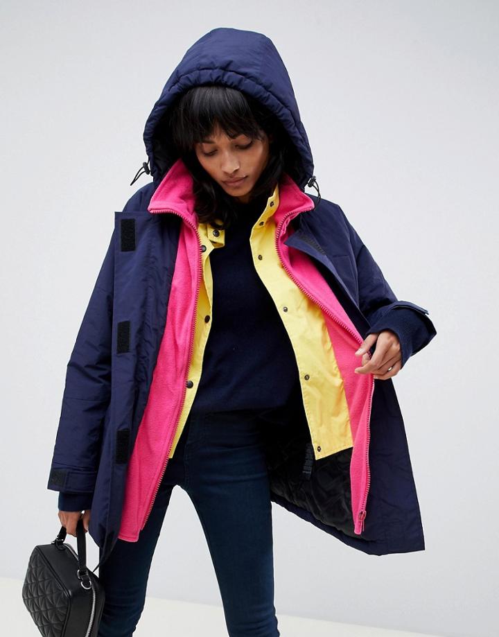 Asos Design Oversized Layered Coat - Blue