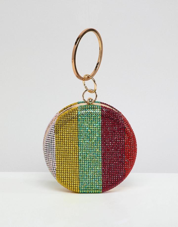Asos Design Rainbow Gem Clutch Bag - Multi
