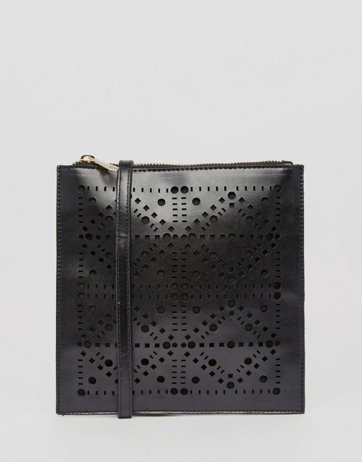 Asos Laser Cut Cross Body Bag - Black