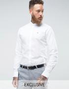 Noose & Monkey Skinny Grandad Collar Oxford Shirt - White