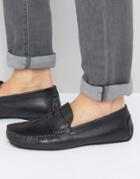 Dune Blake Driving Shoes In Black Leather - Black