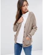 Asos Boyfriend Cardigan In Cashmere Mix - Taupe Marl