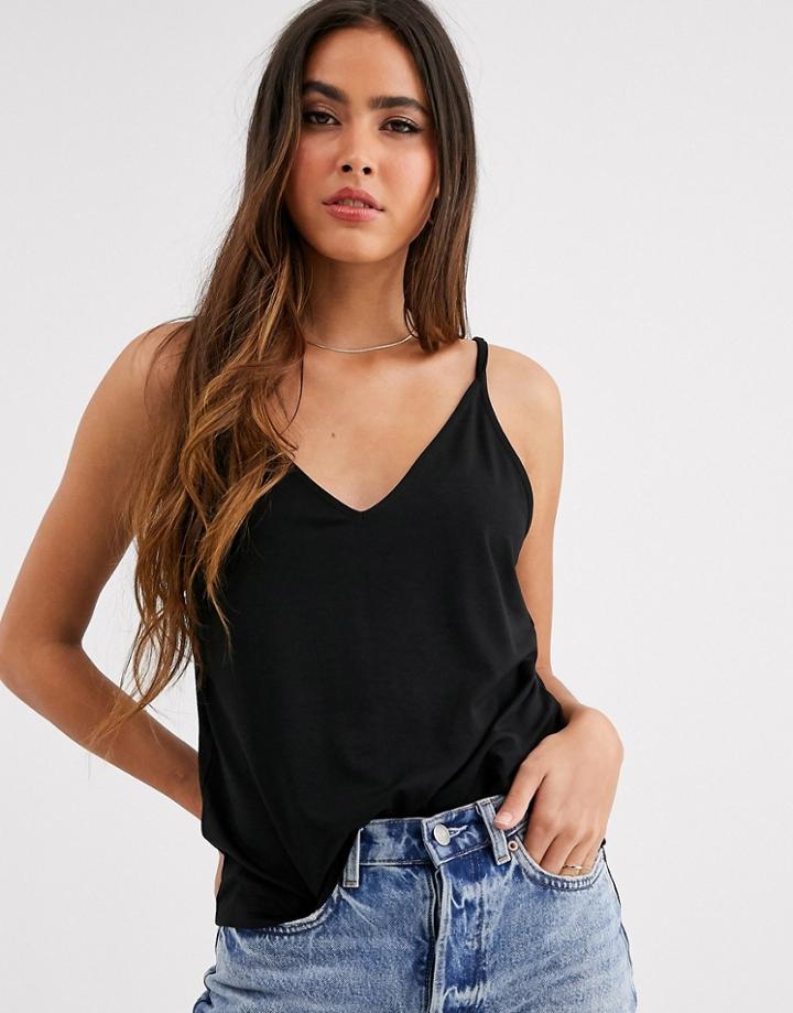 Asos Design Formal Cami With V Front And Back In Lyocel In Black