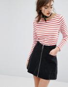 People Tree Organic Breton Stripe Long Sleeve T-shirt - Red