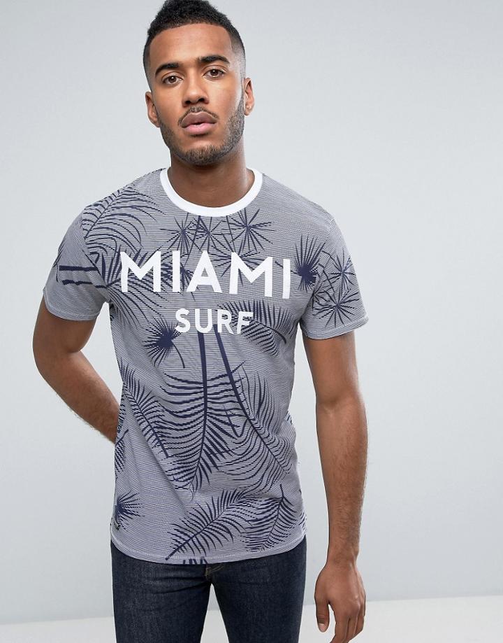 Threadbare Miami Surf T-shirt - Navy