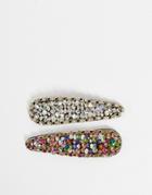 Pieces 2 Pack Crystal Hair Clips In Mixed-multi