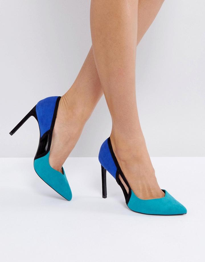 Bershka Color Block Court Heel - Blue