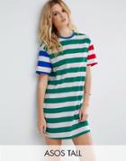 Asos Tall Cut About Stripe T-shirt Dress - Multi
