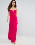 City Goddess Bandeau Maxi Dress With Cut Out Detail - Pink