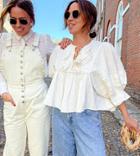 Labelrail X Collyer Twins Smock Blouse With Ruffle Detail-white