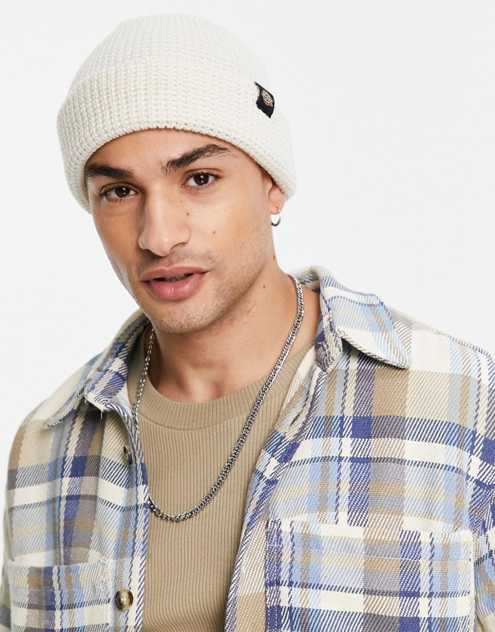 Dickies Woodworth Waffle Beanie In Ecru-white