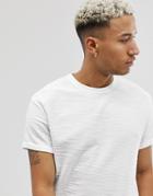 Asos Design Relaxed T-shirt With Roll Sleeve In Heavyweight Interest Slub Fabric - White