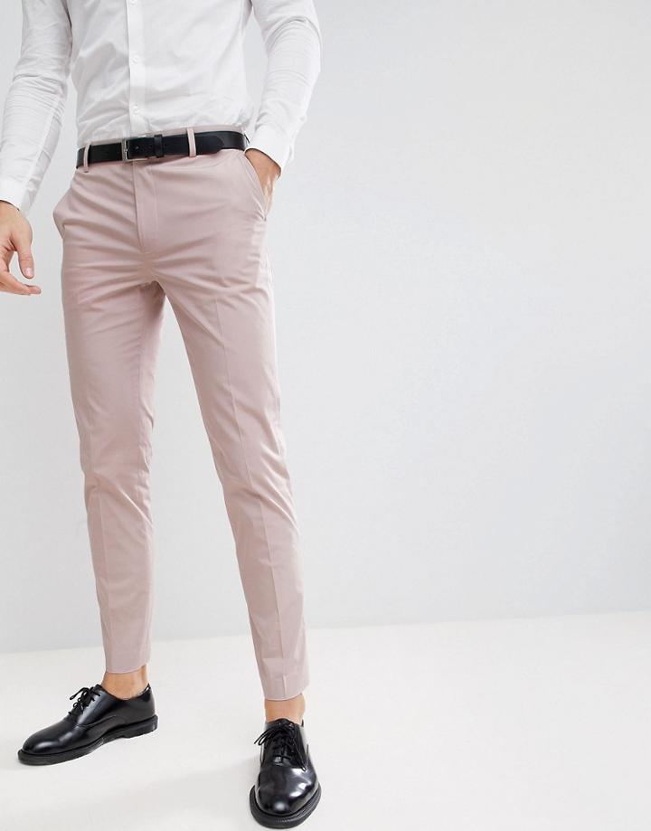 Asos Design Wedding Skinny Suit Pants In Putty Stretch Cotton - Gray