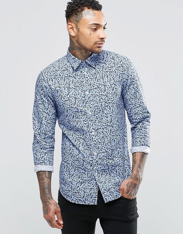 Diesel S-blu Floral Skull Print Shirt - Navy