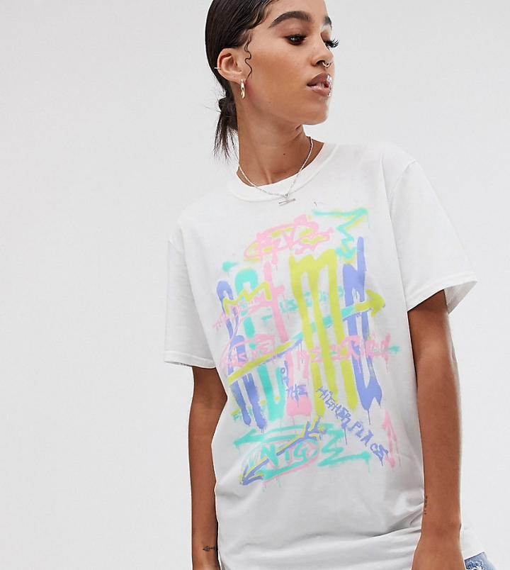 Reclaimed Vintage Inspired T-shirt With Logo Spray Print-white