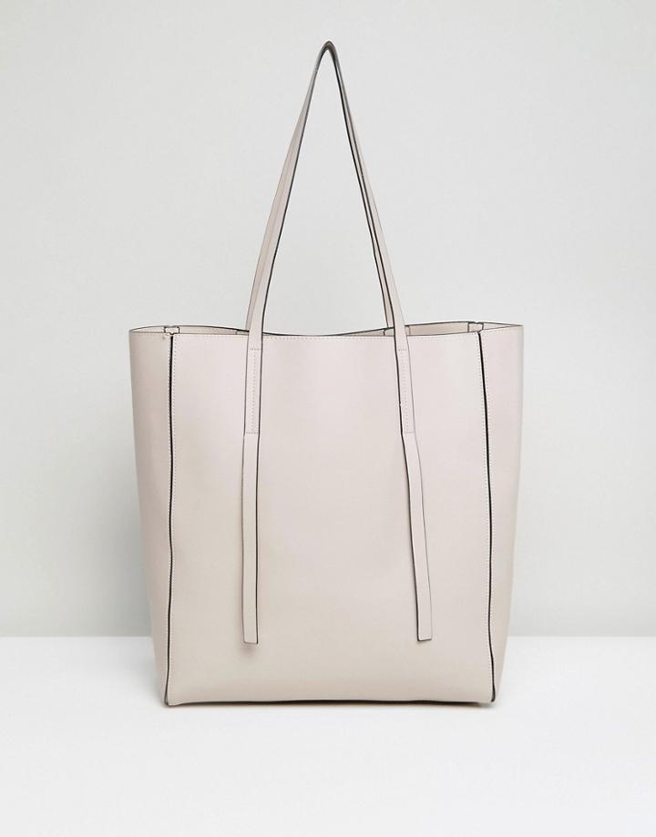 Asos Unlined Tab Detail Shopper Bag - Brown