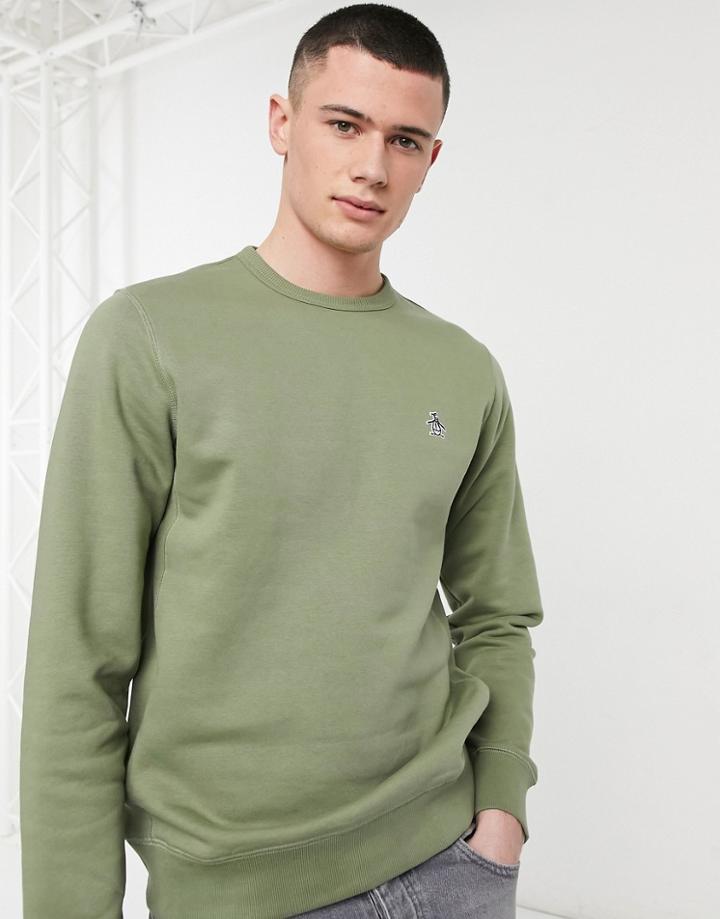 Original Penguin Icon Logo Sweatshirt In Deep Lichen Green