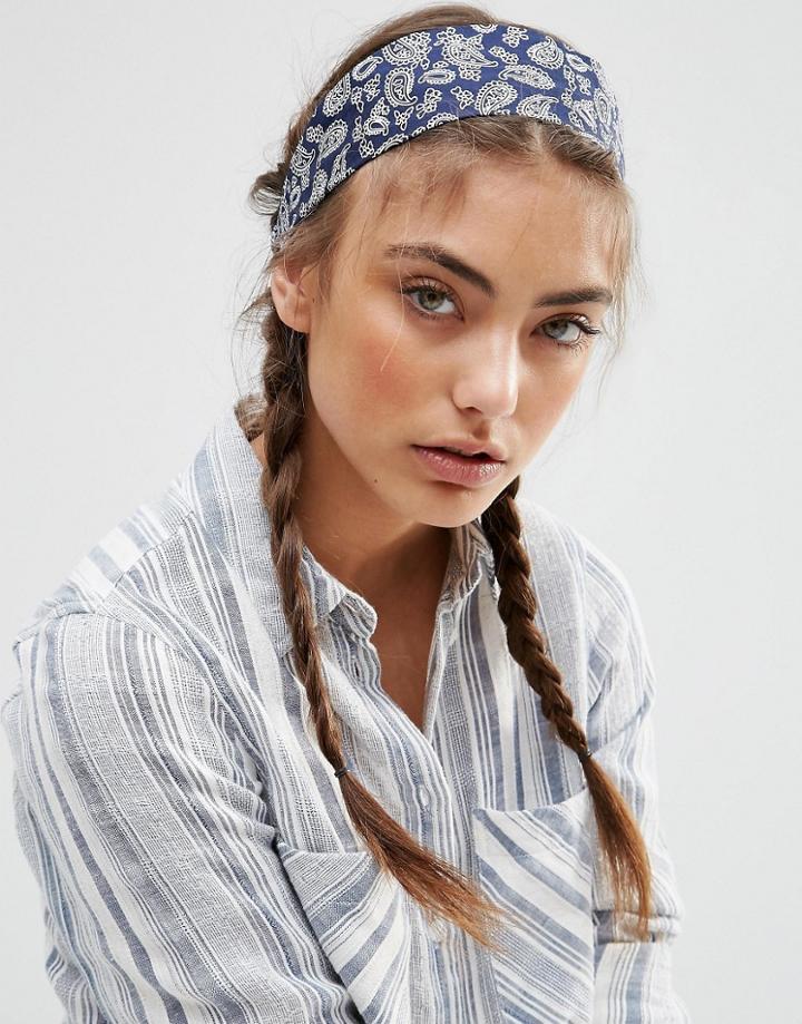 Asos Paisley Print Turban Headband - Blue