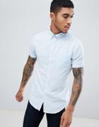 Soul Star Short Sleeve Shirt In Slim Fit - Blue