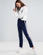 Brave Soul Tailored Pants With White Stripe - Navy