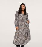 Mango Curve Long Sleeve Midi Dress In Floral-multi