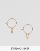 Asos Gold Plated Sterling Silver 20mm Hoop Chain Earrings - Gold