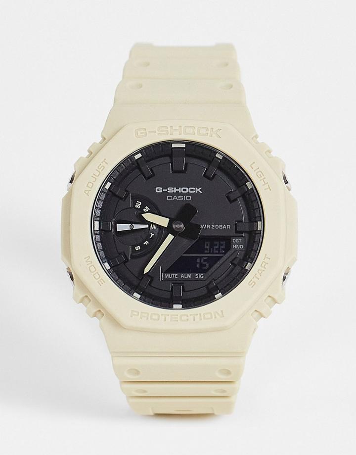 Casio G Shock Unisex Silicone Watch In Beige Ga-2100-neutral