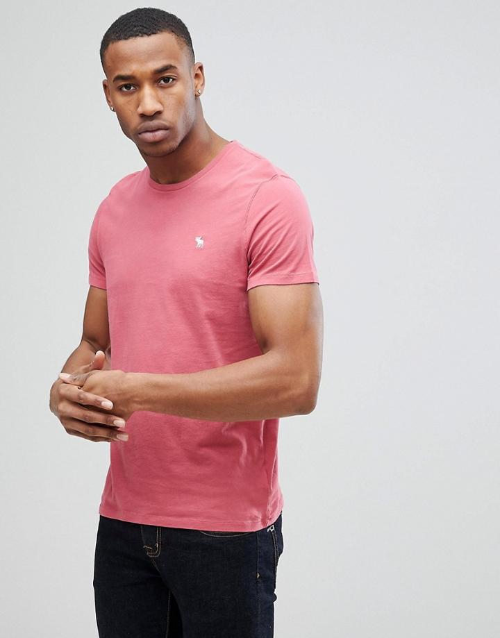 Abercrombie & Fitch Slim Fit Crew Neck Logo T-shirt In Red - Red