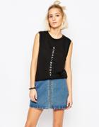 Cheap Monday Less Tank With Diagonal Logo - Black
