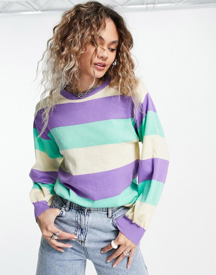 Heartbreak Oversized Sweater In Pastel Stripe-red