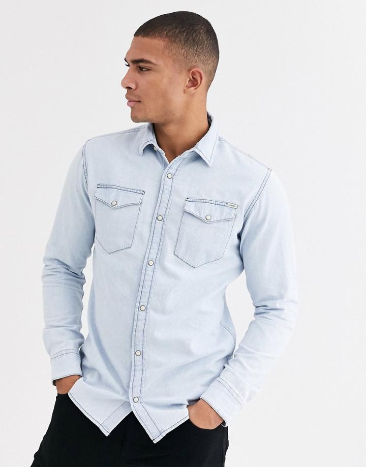 Jack & Jones Essentials Denim Shirt In Light Blue