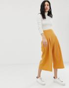 Asos Design Full Pleated Culottes-yellow