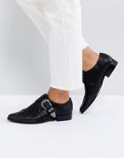 Asos Mudslide Western Pointed Flat Shoes - Black