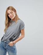 Hollister Embroidered Boyfriend T-shirt - Gray
