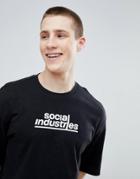 Jack & Jones Core Drop Shoulder T-shirt With Social Industries Graphic - Black
