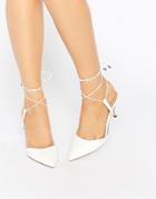 Asos Showcase Pointed Lace Up Heels - White