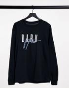 Asos Dark Future Long Sleeve T-shirt In Black With Front And Back Logo