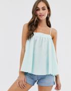 Asos Design Trapeze Cami In Cotton - Green