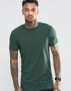 Asos Longline Muscle T-shirt With Crew Neck In Green - Green