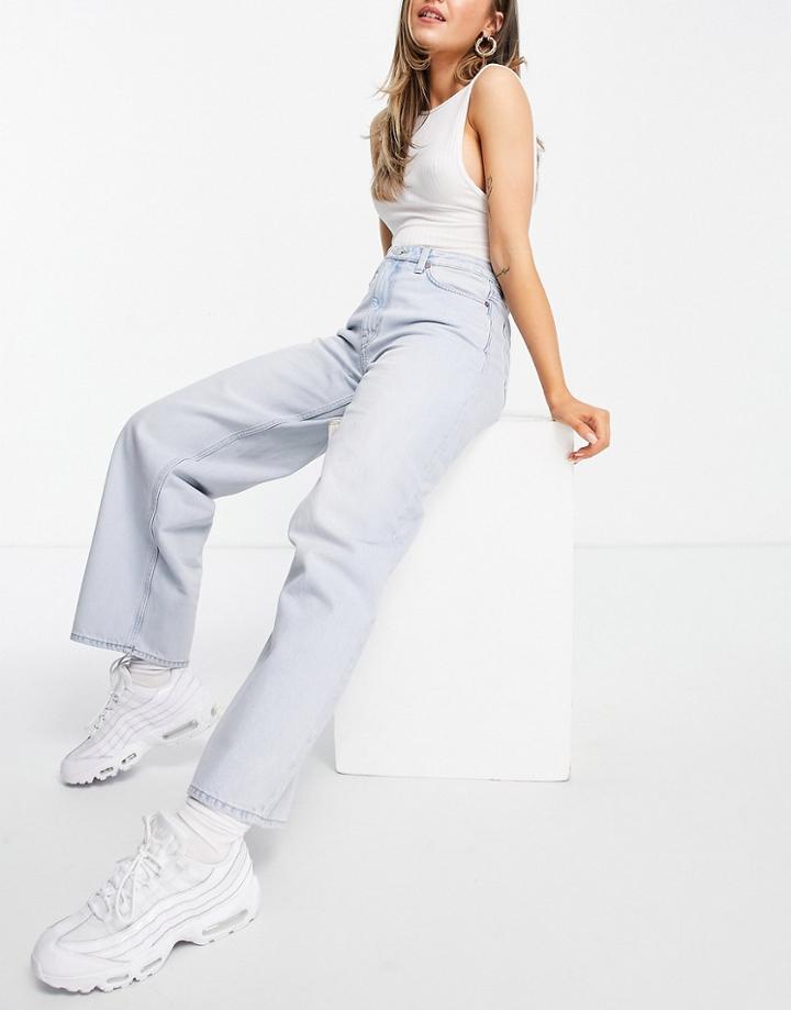 Weekday Expand Cotton Mid Rise Boyfriend Jeans In Fresh Blue - Mblue-blues
