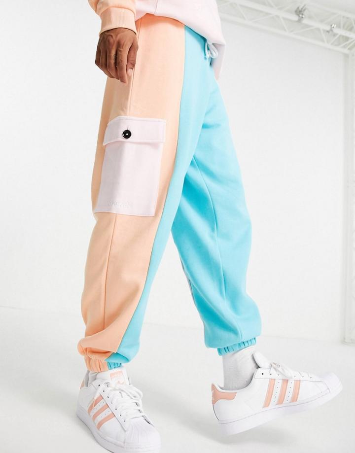 Crooked Tongues Sweatpants In Multi Color Block Cut And Sew With Embroidery - Part Of A Set