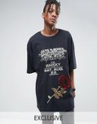 Reclaimed Vintage Super Oversized Band T-shirt With Sequin Rose Patch