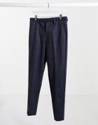 Selected Homme Check Pants In Slim Fit Navy Blue