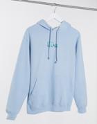 New Love Club Oversized Hoodie With Elephant Print In Light Blue-blues