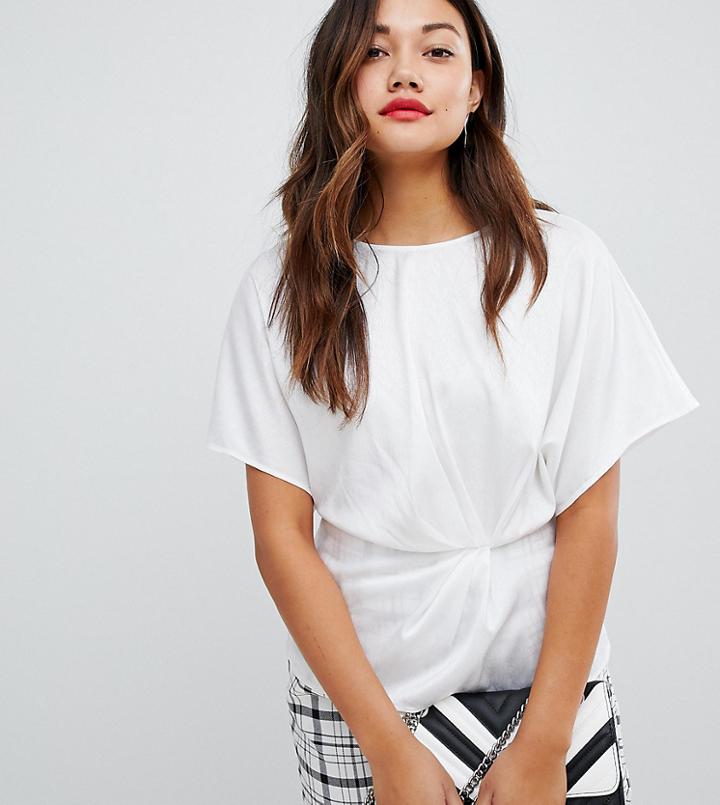 New Look Satin Wrap Top In White