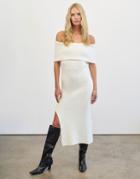 4th & Reckless Knitted Bardot Dress In Cream-white