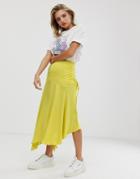 Asos White Ruched Midi Skirt-multi