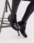 H By Hudson Battle Lace Up Boots In High Shine Black
